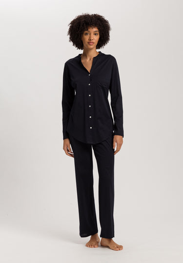 Cotton Deluxe Button Front Pajama Set | Black 77956-019